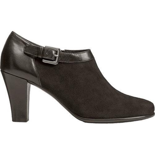 Women's Aerosoles Doodle Side Buckle Suede Heel Black Combo