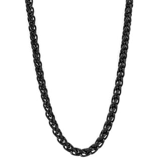 Black-plated Stainless Steel 24-inch Spiga Chain