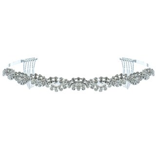 Kate Marie 'Melissa' Delicate Rhinestones Crown Tiara with Hair Combs in Silver-Image