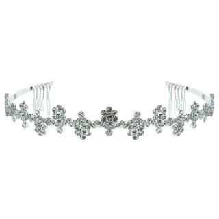 Kate Marie 'Maya' Rhinestone Silver Color Tiara with Hair Combs-Image