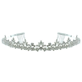 Kate Marie 'Lydia' Delicate Rhinestone Tiara with Hair Combs in Silver-Image