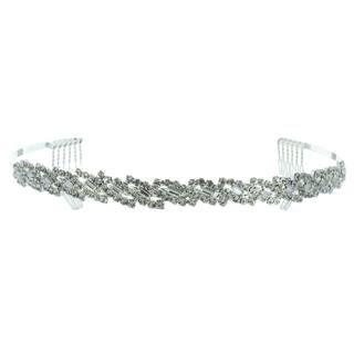 Kate Marie 'Luann' Rhinestone Silver Color Tiara with Hair Combs-Image