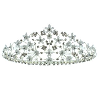 Kate Marie 'Grace' Floral Rhinestone Tiara with Hair Combs in Silver-Image