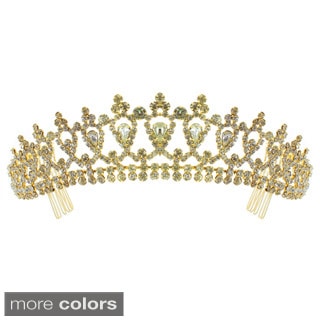 Kate Marie 'Alba' Classic Rhinestone Crown with Hair Combs-Image