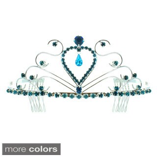 Kate Marie 'Anna' Classic Rhinestones Crown Tiara with Hair Combs-Image