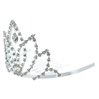 Kate Marie 'Bronia' Rhinestone Crown Tiara Hair Pin in Silver-Image