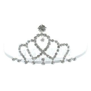 Kate Marie 'Chania' Rhinestone Crown Tiara Hair Pin in Silver-Image