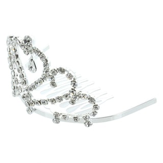 Kate Marie 'Dania' Rhinestone Crown Tiara Hair Pin in Silver-Image