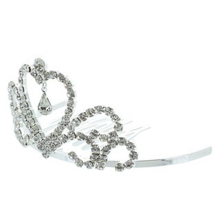 Kate Marie 'Edenia' Rhinestone Crown Tiara Hair Pin in Silver-Image