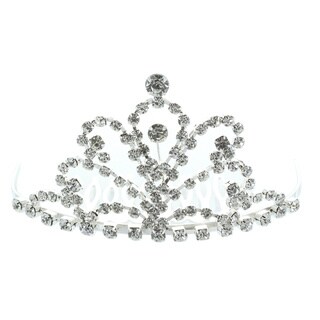 Kate Marie 'Fenia' Rhinestone Crown Tiara Hair Pin in Silver-Image