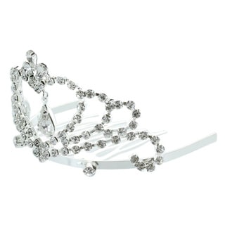 Kate Marie 'Jania' Rhinestone Crown Tiara Hair Pin in Silver-Image