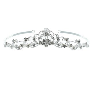 Kate Marie 'Mina' Classic Rhinestones Crown Tiara with Hair Combs in Silver-Image