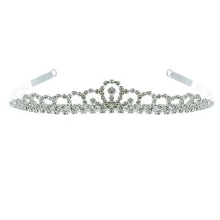 Kate Marie 'Sabina' Classic Rhinestones Crown Tiara with Hair Combs in Silver-Image