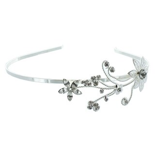 Kate Marie 'Selena' Rhinestone Floral Headband in Silver-Image