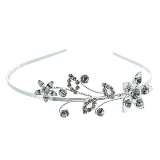 Kate Marie 'Verona' Rhinestone Floral Headband in Silvertone-Image