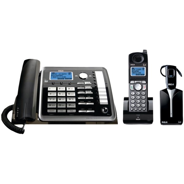 RCA ViSYS 2-line Corded/ Cordless Answering Landline Telephone with Headset