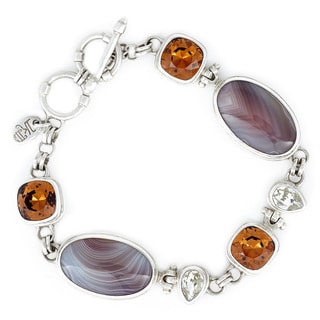 Crystal Smokey, Silver Shade and Botswana Sterling Silver Bracelet-Image