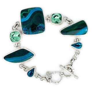 Swarovski Crystal Ernite, Blue Zircon and Chrysocolla Sterling Silver Bracelet-Image