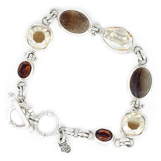 Crystal Smokey, Golden Shadow and Botswana Sterling Silver Bracelet-Image