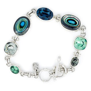 Crystal Ernite, Montana, Black Crystal and Abalone in Sterling Silver Bracelet-Image