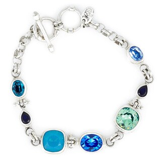 Crystal Indigo, Caribbean Opalescent, Ernite and Light Sapphire in Sterling Silver Bracelet-Image