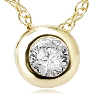 14k Yellow Gold 1/4ct Diamond Bezel-set Pendant Necklace (H-I, I1-I2)