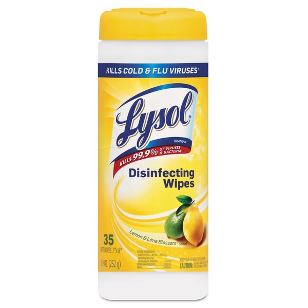 Lysol Brand Lemon and Lime Blossom Disinfecting Wipes/ 7 x 8 (Canister of 35)