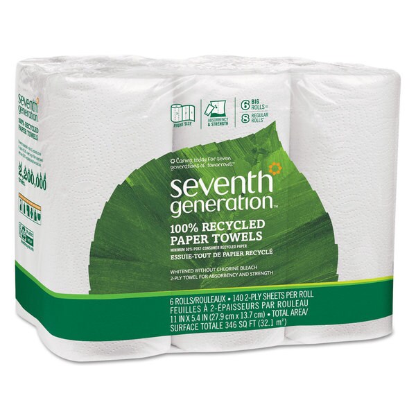 Seventh Generation 100-percent Recycled Paper Towel Rolls/ 140 Sheets/Roll/ White (Pack of 6)