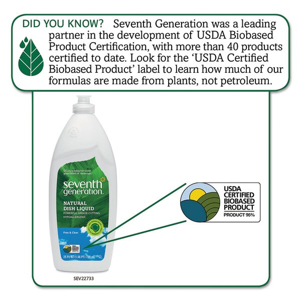 Seventh Generation Natural Dishwashing Liquid/ Free and Clear/ 25-ounce Bottle