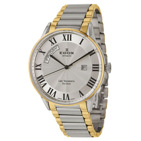 Edox Men's 'Les Vauberts' Yellow Goldplated Stainless Steel Swiss Automatic Watch
