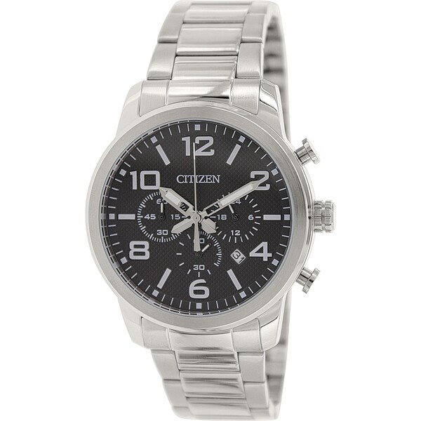 Citizen Men's AN8050-51E Silver Stainless-Steel Quartz Watch with Black Dial
