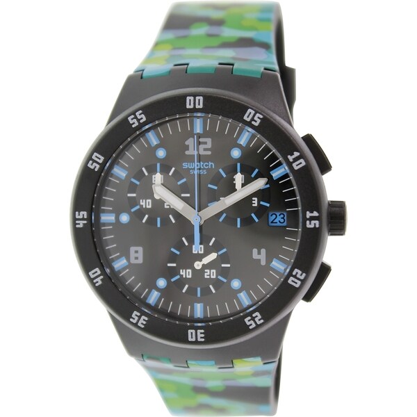 Swatch Men's Originals SUSB403 Multicolor Rubber Swiss Quartz Watch with Black Dial