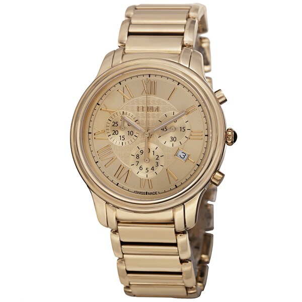 Fendi Men's F252415000 'Classico' Gold Dial Stainless Steel Chronograph Quartz Watch