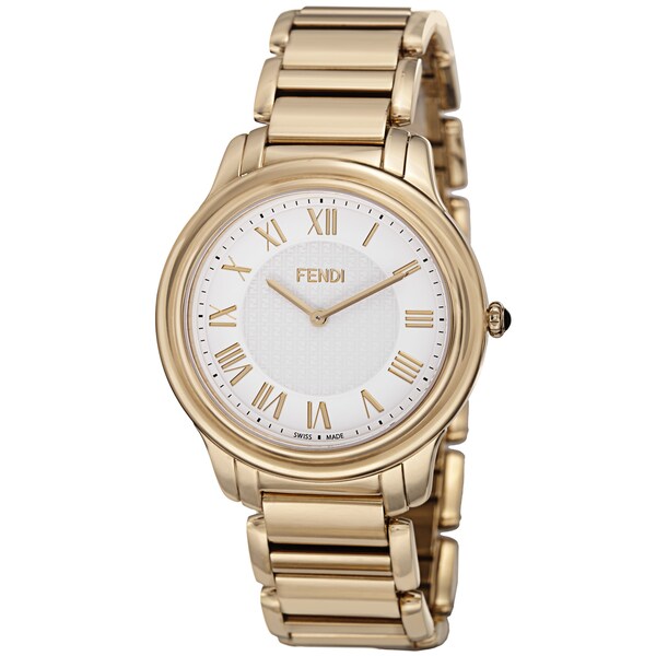 Fendi Men's F251414000 'Classico' White Dial Goldtone Stainless Steel Quartz Watch
