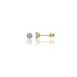 14k Gold Brilliant-cut Cubic Zirconia 4mm Stud Earrings