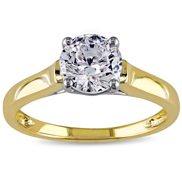 Two tone gold cz engagement rings