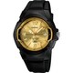 Casio Men's Core MW600F-9AV Black Resin Quartz Watch with Gold Dial