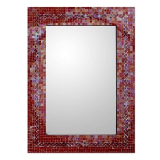 Handcrafted Mosaic Glass Handmade 'Sunset' Mirror (India)