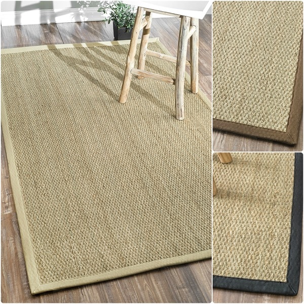 nuLOOM Handmade Natural Fiber Cotton Border Seagrass Beige Rug (9' x 12
