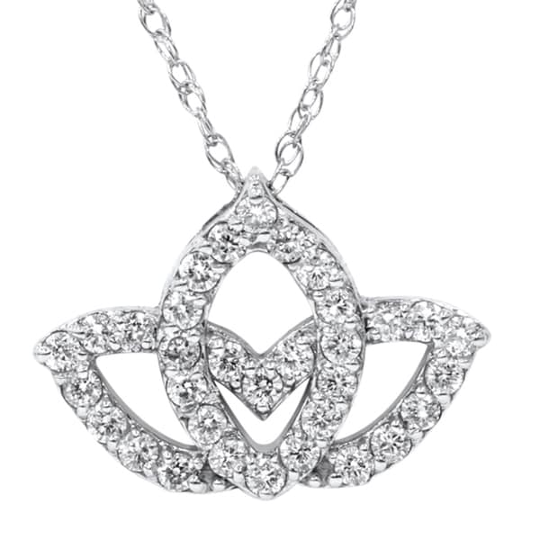 Bliss-14K-White-Gold-0.40-ct-TDW-Diamond-Lotus-Flower-Pendant-Necklace ...