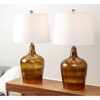 ABBYSON LIVING Azure Smoke Brown Glass Table Lamp (Set of 2)