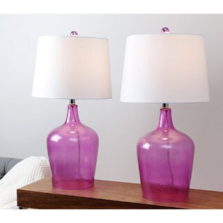 ABBYSON LIVING Azure Purple Glass Table Lamp (Set of 2)