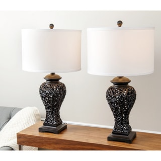 ABBYSON LIVING Fleur de Lis Brown Table Lamp (Set of 2)