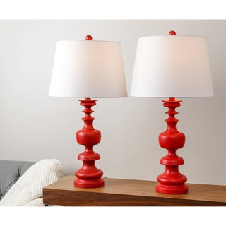 ABBYSON LIVING Alexis Red Spiral Table Lamp (Set of 2)