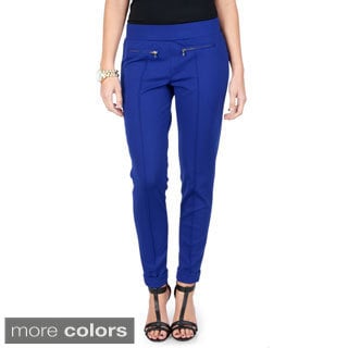 Journee Collection Women's Zipper Detail Knit Ponte Pants