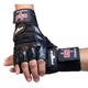 Black Leather Work Out/ Weight Lifting Fingerless Gloves with Strap