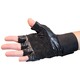 Black Leather Work Out/ Weight Lifting Fingerless Gloves with Strap