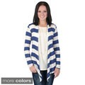 Hailey Jeans Co. Junior's Striped Long Sleeve Open Front Cardigan