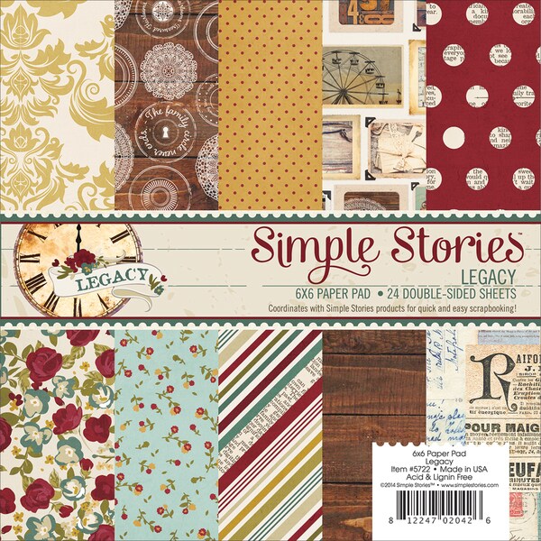 Simple Stories Paper Pad 6"X6" 24/Pkg-Legacy