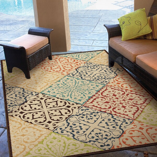 Indoor/ Outdoor Promise Collection Walker Multi Olefin Indoor/Outdoor Area Rug (7'8" x 10'10